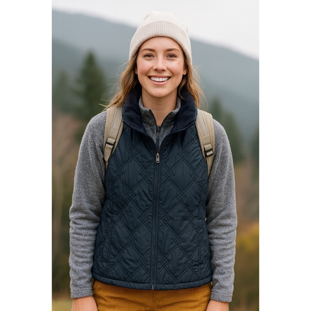Eddie Bauer Womens Small Black Vest Goose Down Quilted Full Zip Gorpcore Layer